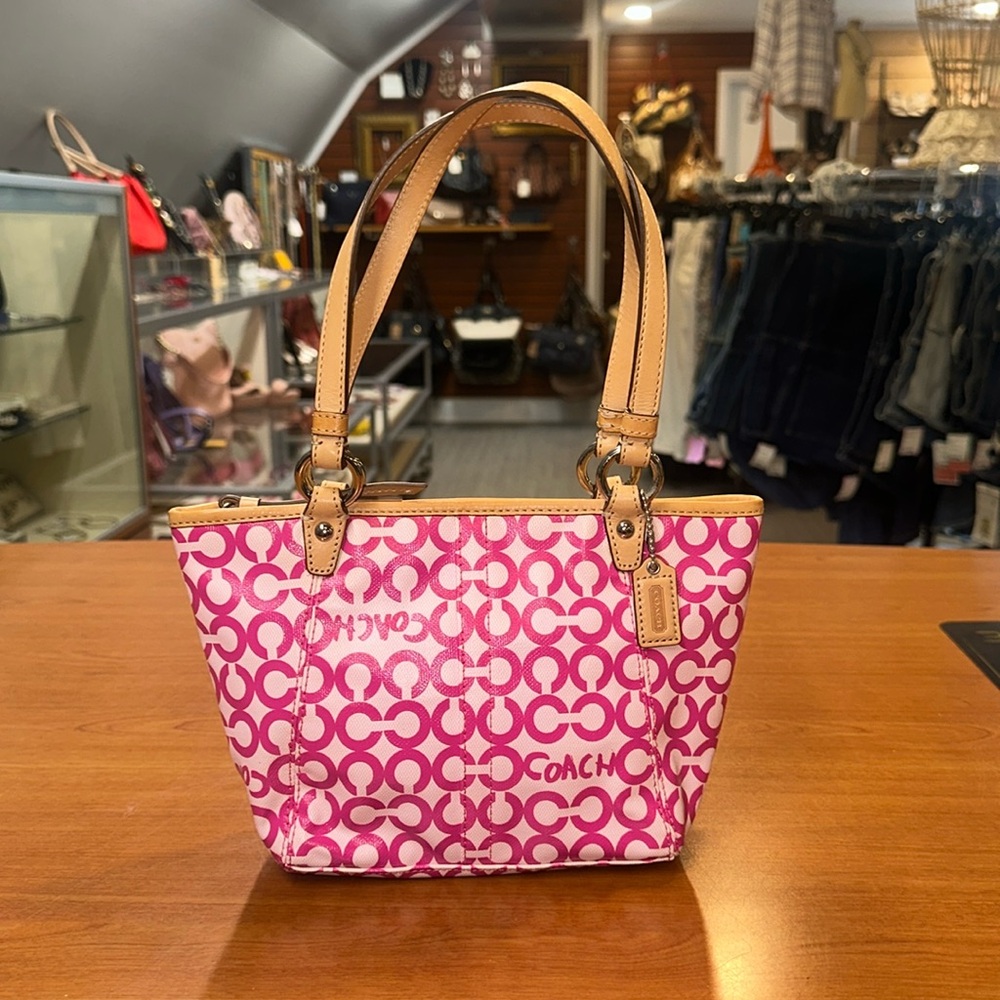 Coach Pink Signature Print Purse
